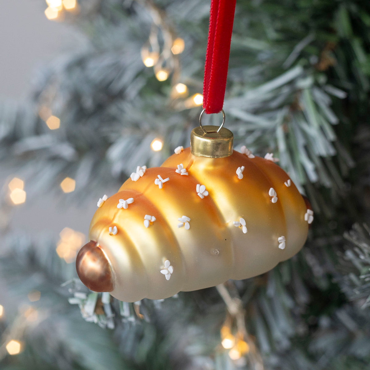 HAND PAINTED GLASS DECORATION: Sausage Bun
