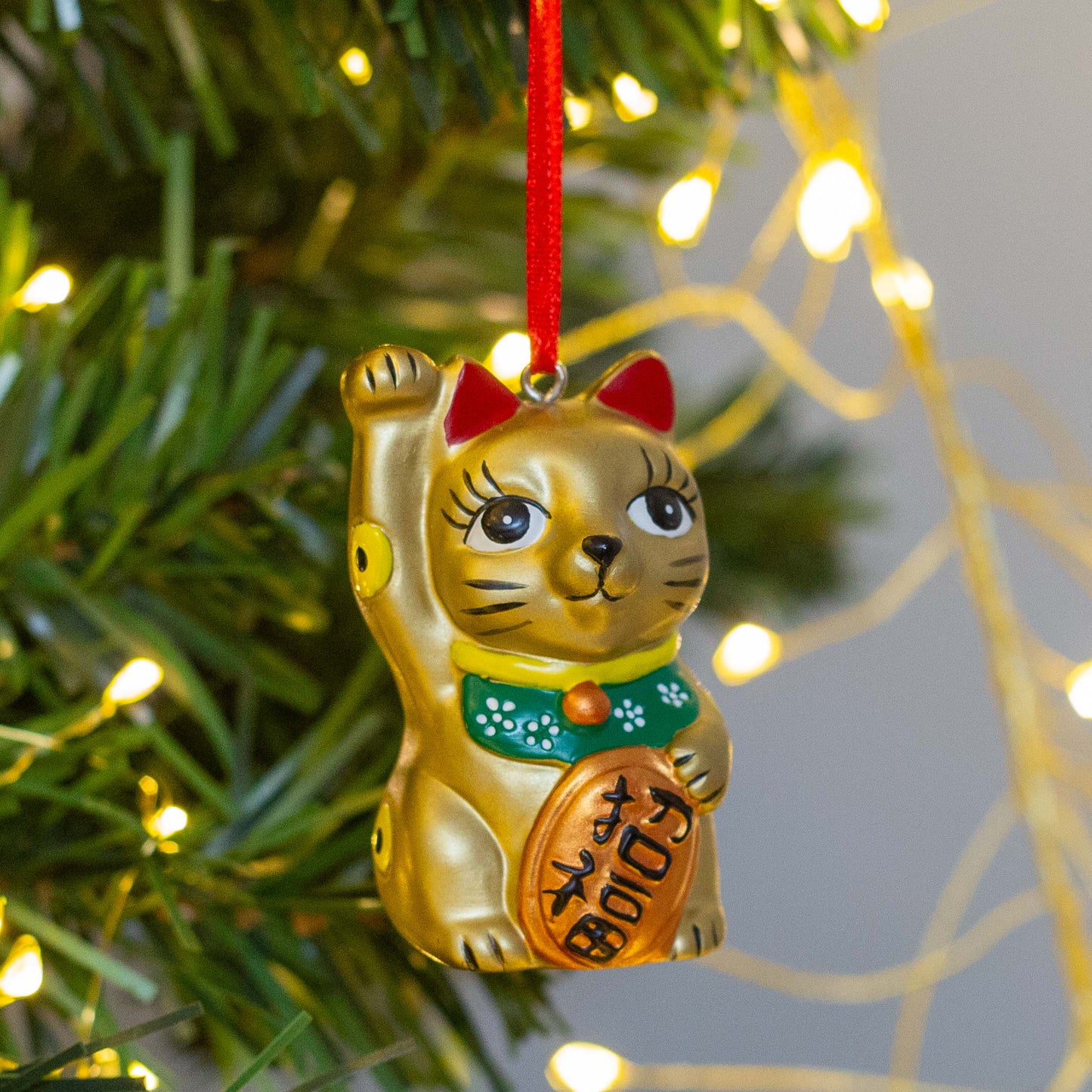 HANGING DECORATION: Gold Lucky Cat