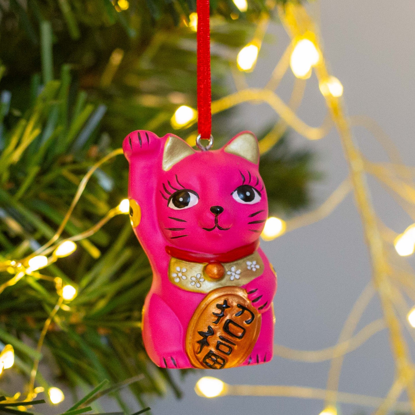 HANGING DECORATION: Lucky Cat Pink Colour
