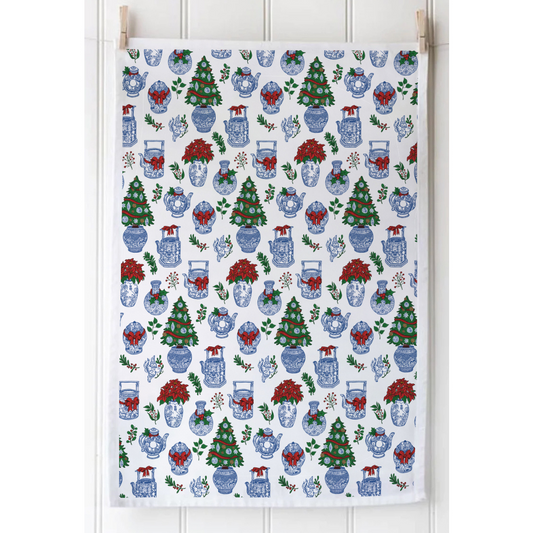 CHRISTMAS TEA TOWEL:Festive Chinoiserie