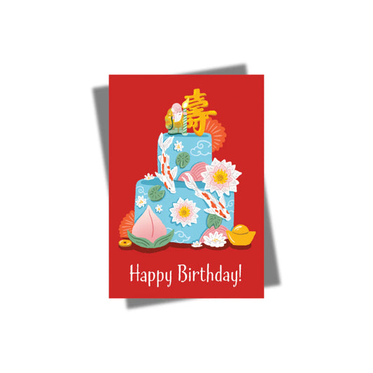 GREETING CARD: Longevity Cake Red