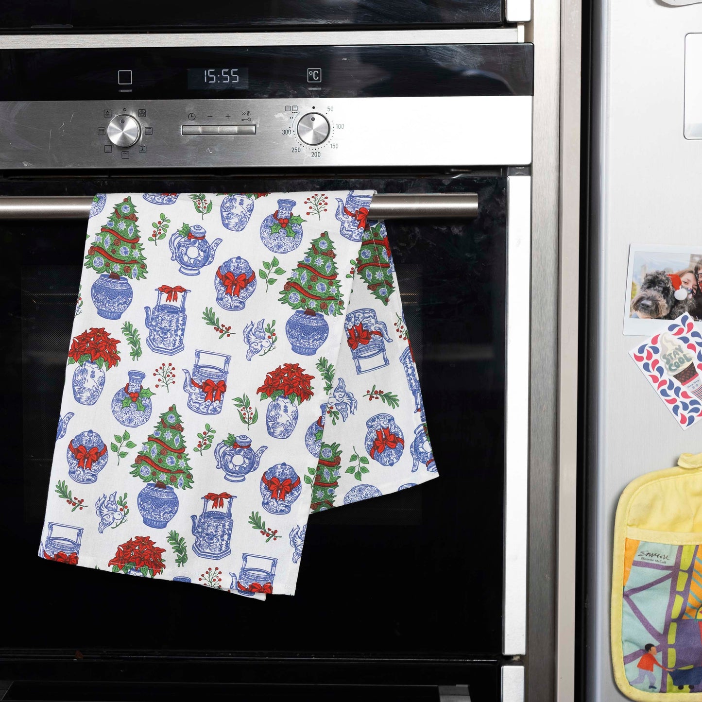 CHRISTMAS TEA TOWEL:Festive Blue & White (set of 2)