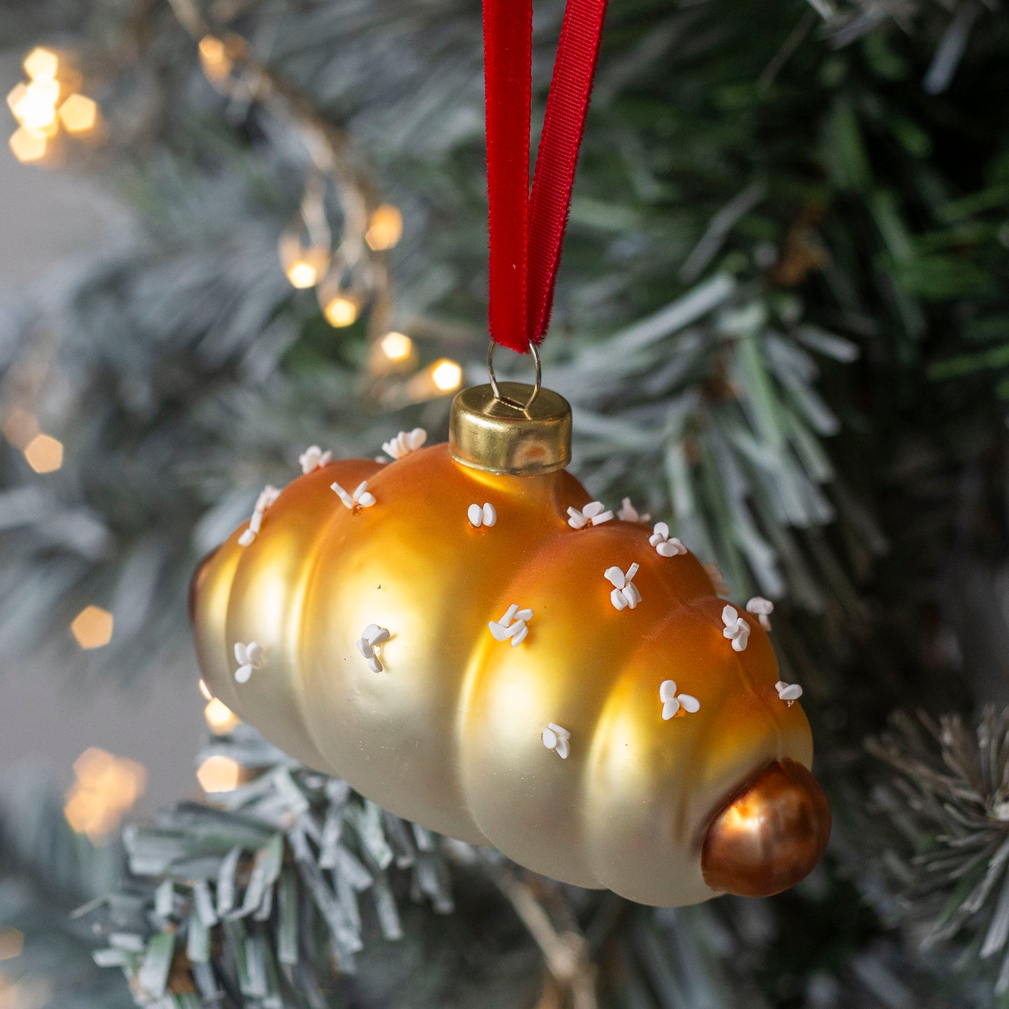 HAND PAINTED GLASS DECORATION: Sausage Bun