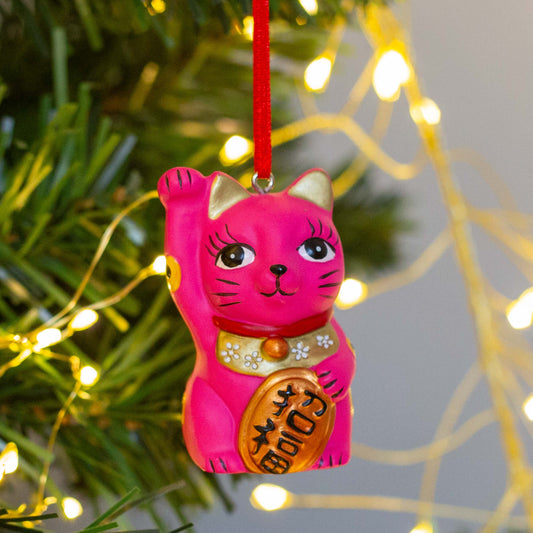 HANGING DECORATION: Lucky Cat Pink Colour