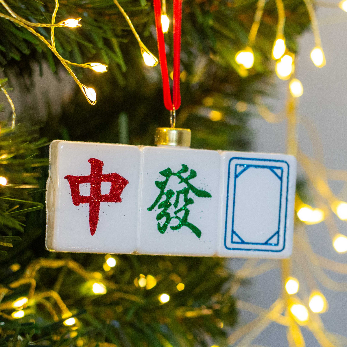 HAND PAINTED GLASS DECORATION : Mahjong