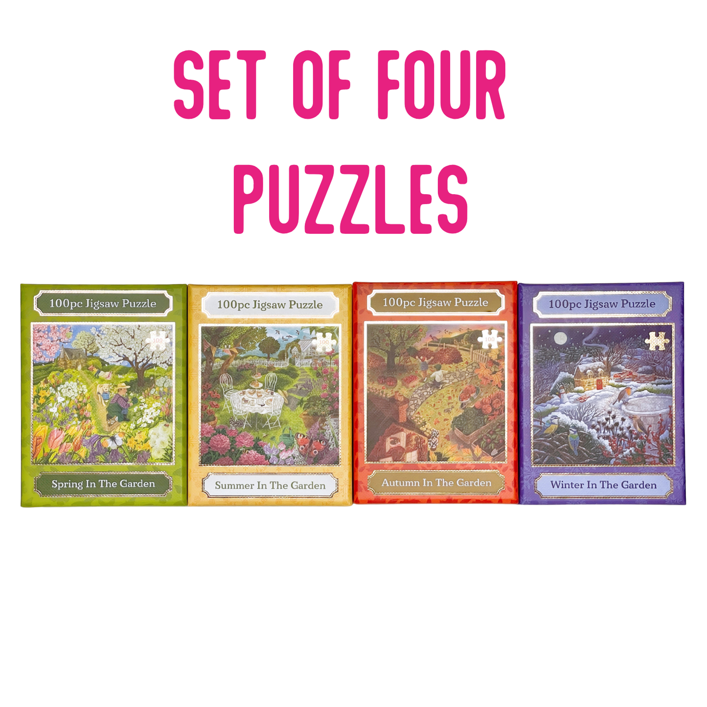 100pc PUZZLE SET OF FOUR: Four Seasons designs